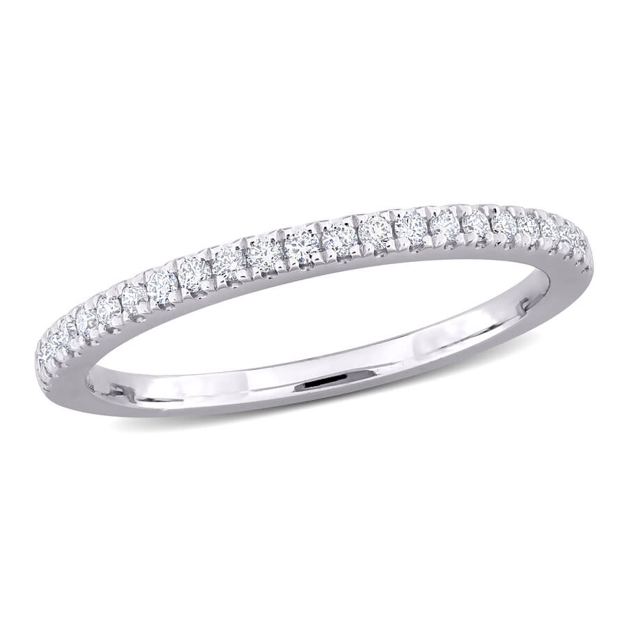 Created Forever 1/5ct Tdw Lab-created Diamond And Tsavorite Accent Semi-eternity Ring In 14k White G In White