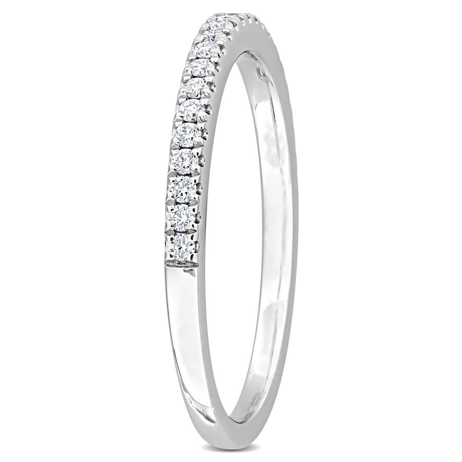 Created Forever 1/5ct Tdw Lab-created Diamond And Tsavorite Accent Semi-eternity Ring In 14k White G In White