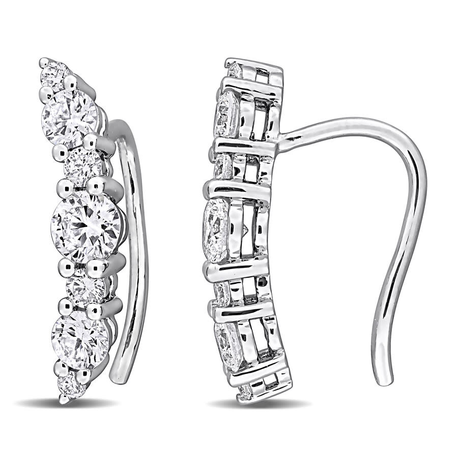 1 CT Lab Grown Diamond TW Charm Earrings Silver