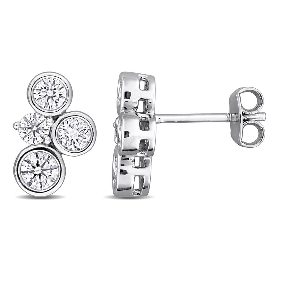 1 CT Lab Grown Diamond TW Fashion Post Earrings Silver