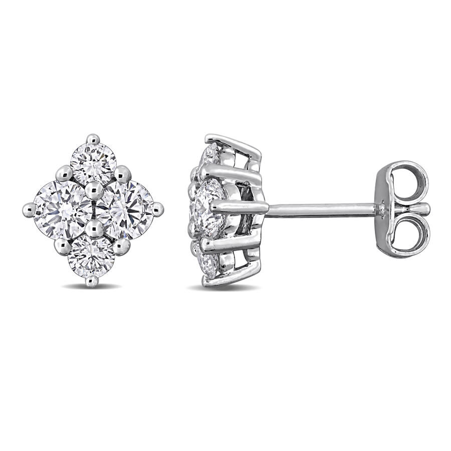 1 CT Lab Grown Diamond TW Fashion Post Earrings Silver