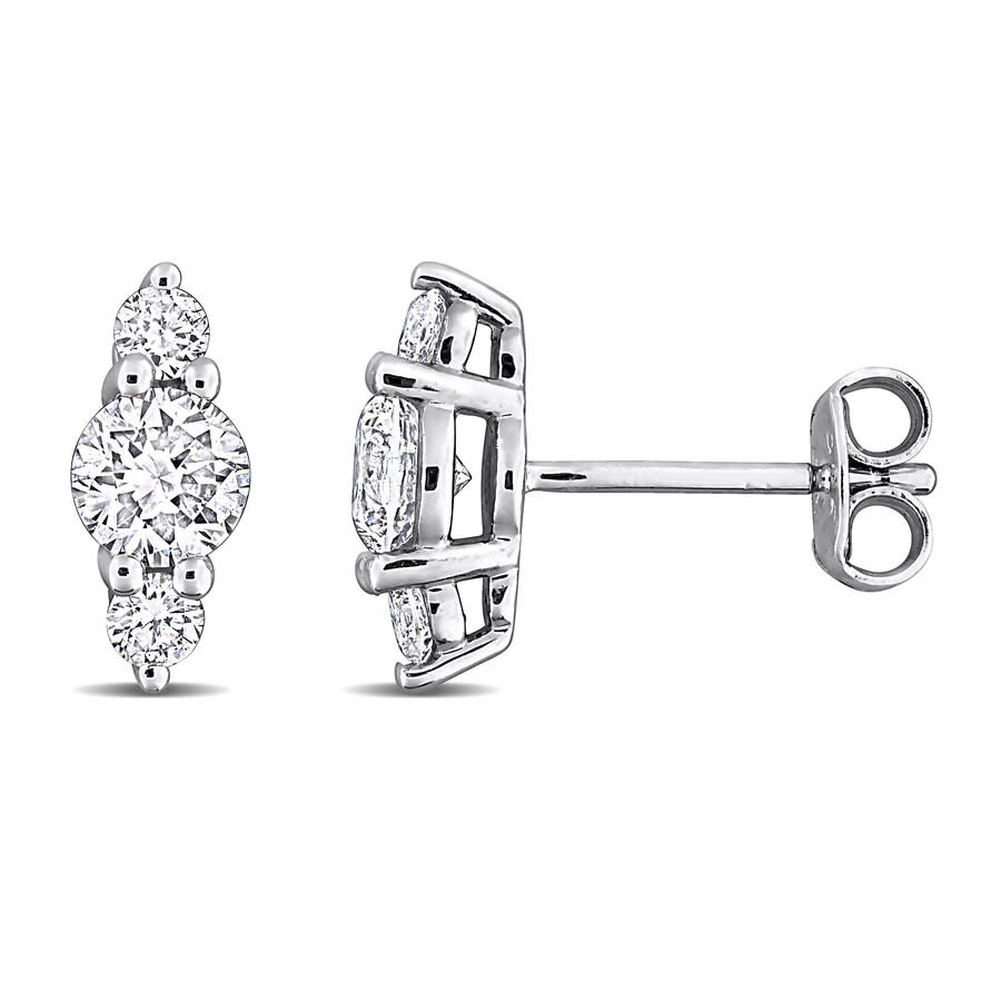 1 CT Lab Grown Diamond TW Fashion Post Earrings Silver