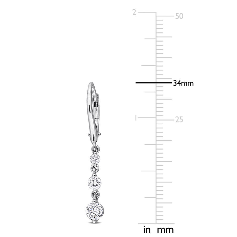 Created Forever 1 Ct Lab Grown Diamond Tw Leverback Earrings Silver In Metallic