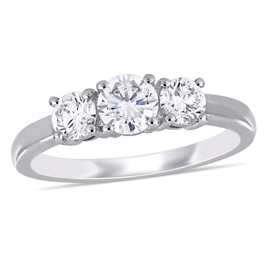 Shop Created Forever 1 Ct Tw Lab Created Diamond 3-stone Engagement Ring In 14k White Gold