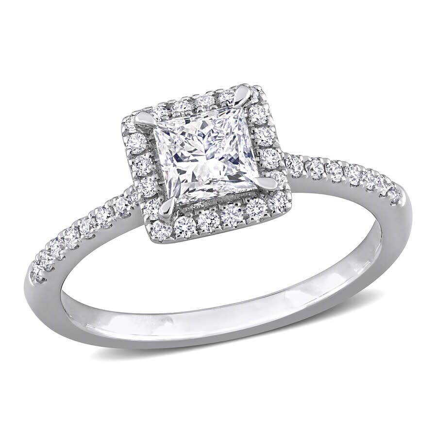 Created Forever 1 Ct Tw Princess & Round Lab Created Diamond With Tsavorite Accent Halo Engagement R In White