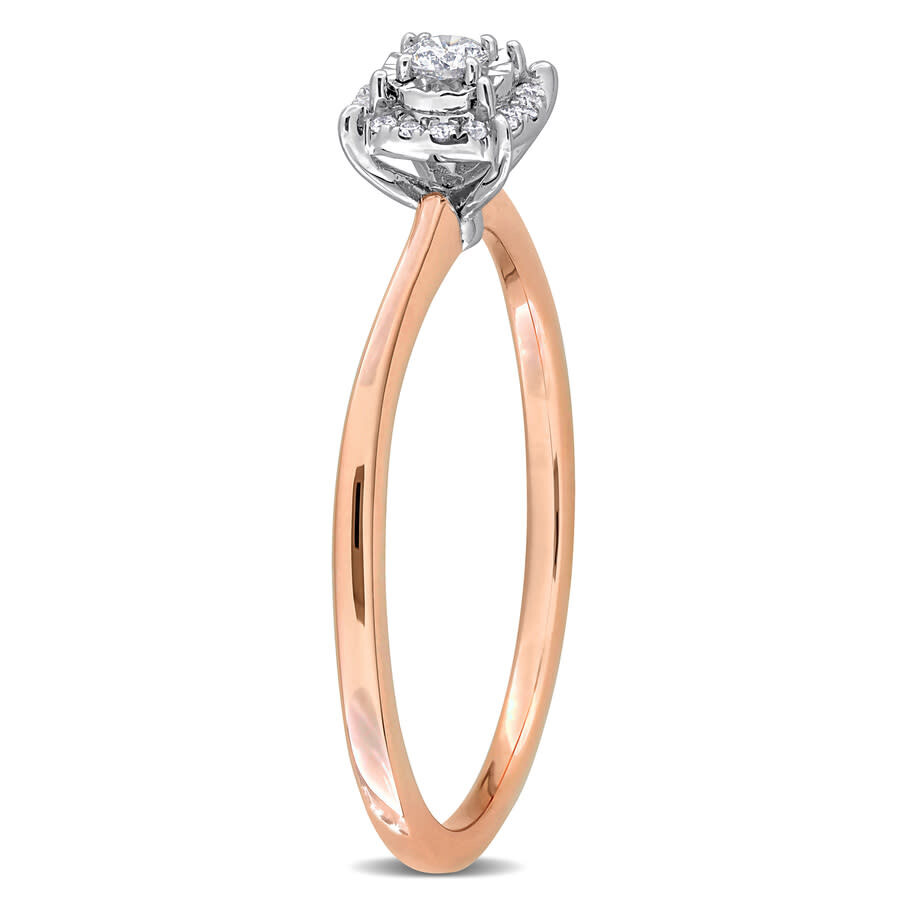 Created Forever 1/10ct Tw Lab-grown Diamond Halo Ring In 18k Two-tone Rose And White Gold In Pink