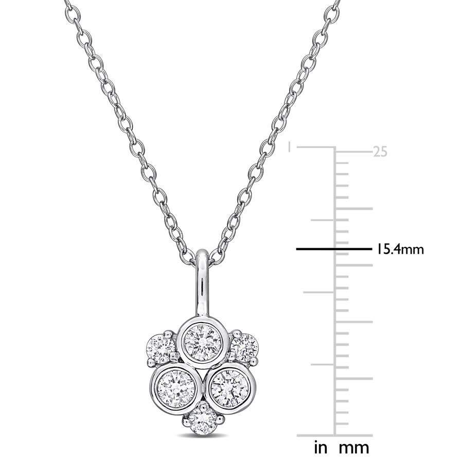 Created Forever 1/2ct Tw Lab Grown Diamond Pendant With Chain In Sterling Silver In Metallic