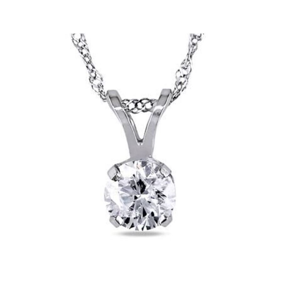 Created Forever 1/2ct Tw Lab-grown Diamond Solitaire Pendant With Chain In 14k White Gold - 17 In (i In White