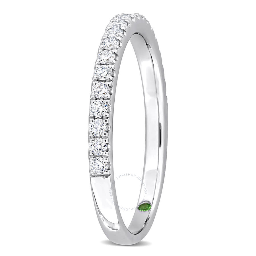 Shop Created Forever 1/3ct Tdw Lab-created Diamond And Tsavorite Accent Semi-eternity In 14k White Gold