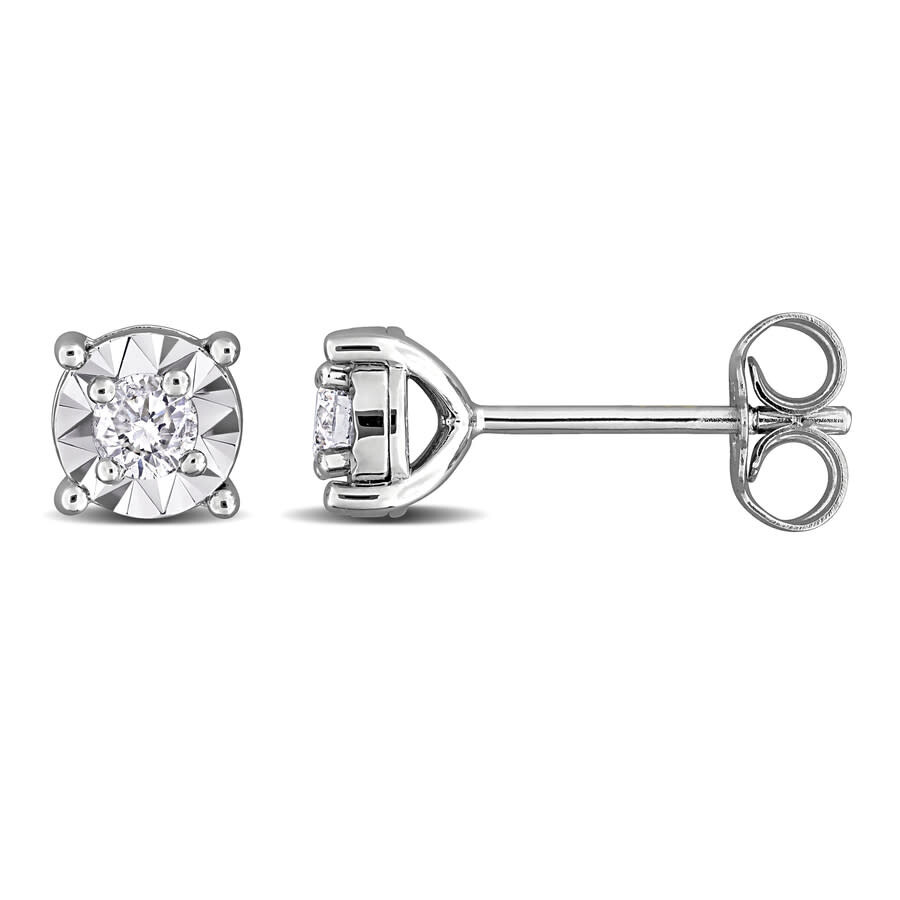 Created Forever 1/4 Ct Lab Grown Diamond Tw Fashion Post Earrings Silver In Silver
