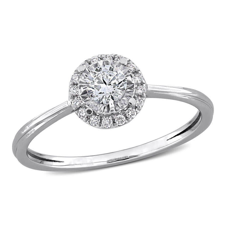 Created Forever 1/4ct Tw Lab-grown Diamond Halo Engagement Ring In 18k White Gold In White