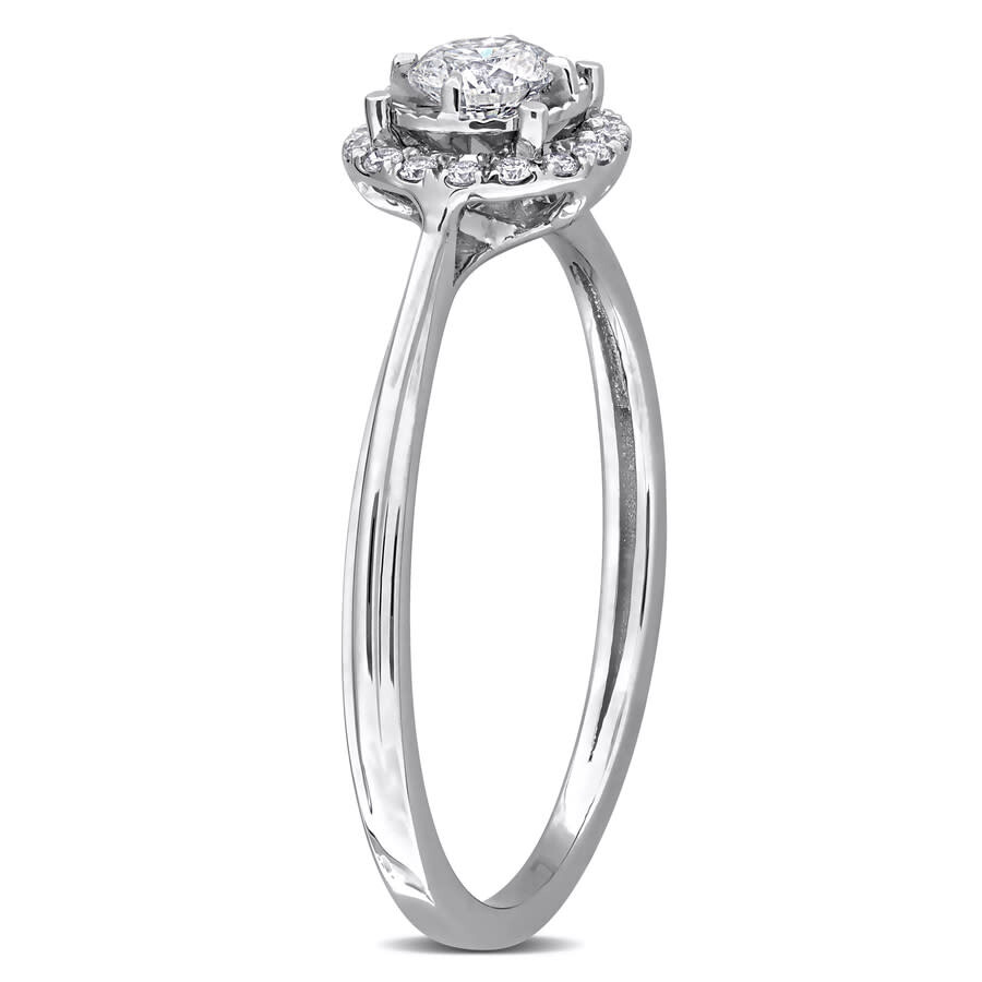 Created Forever 1/4ct Tw Lab-grown Diamond Halo Engagement Ring In 18k White Gold In White