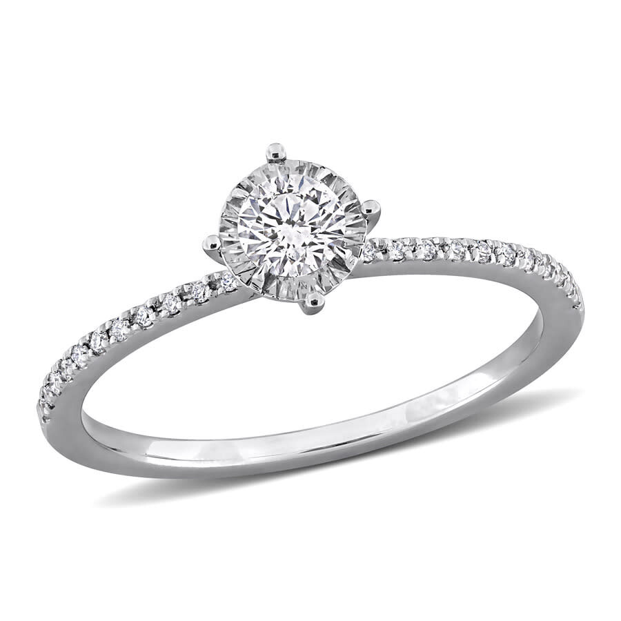 Created Forever 1/4ct Tw Lab-grown Diamond Halo Solitaire Engagement Ring In 18k White Gold In White