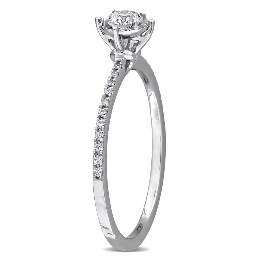 Created Forever 1/4ct Tw Lab-grown Diamond Halo Solitaire Engagement Ring In 18k White Gold In White