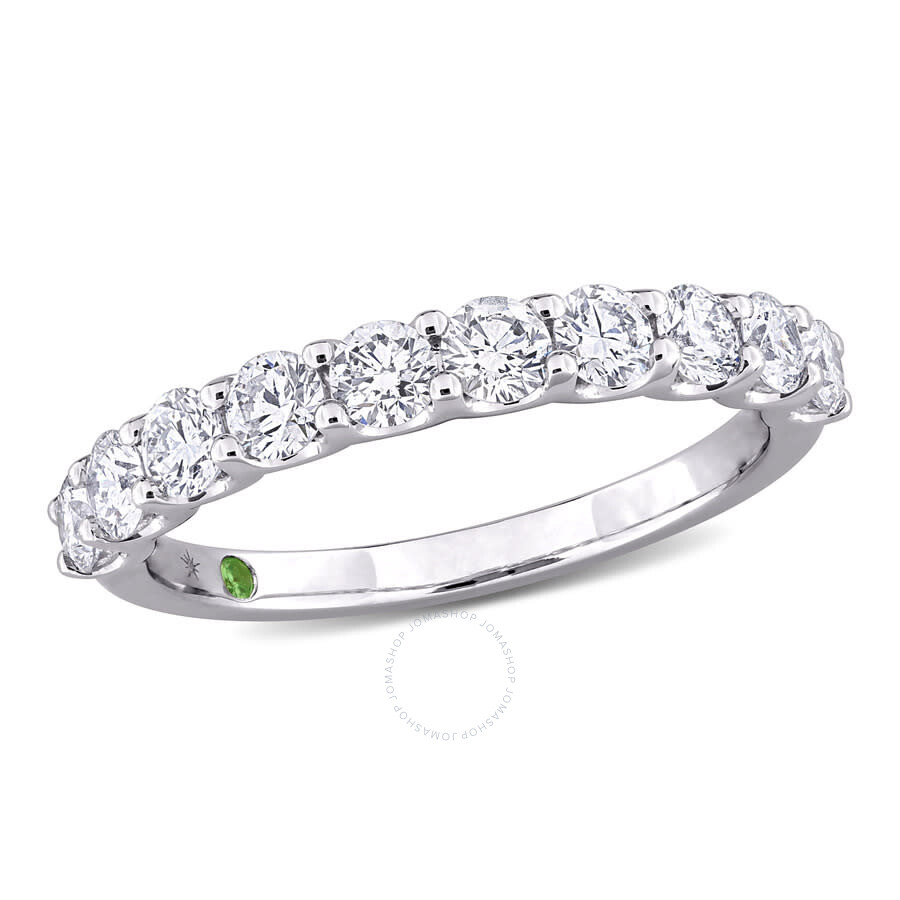 Created Forever 1ct Tdw Lab-created Diamond And Tsavorite Accent Anniversary Ring In 14k White Gold In White