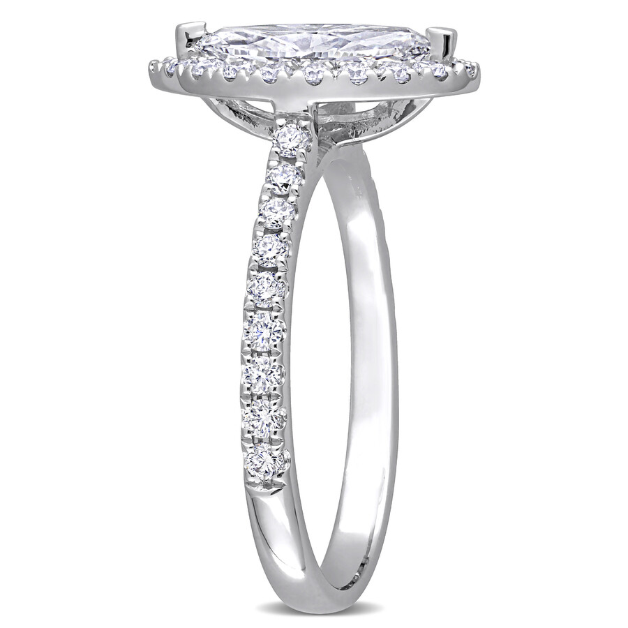 Created Forever 1ct Tdw Marquise Lab-created Diamond Halo Engagement Ring In 14k White Gold In Silver