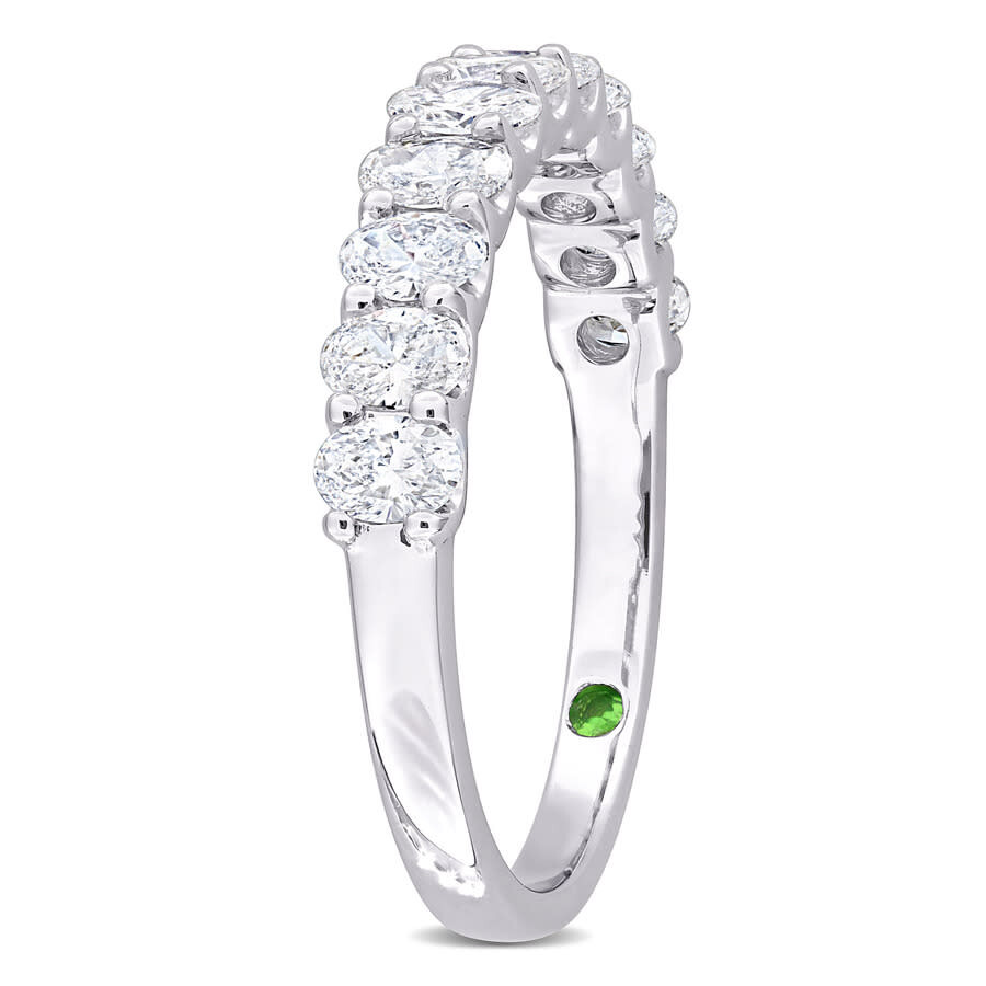 Shop Created Forever 1ct Tdw Oval Lab-created Diamond And Tsavorite Accent Semi-eternity In 14k White Gol