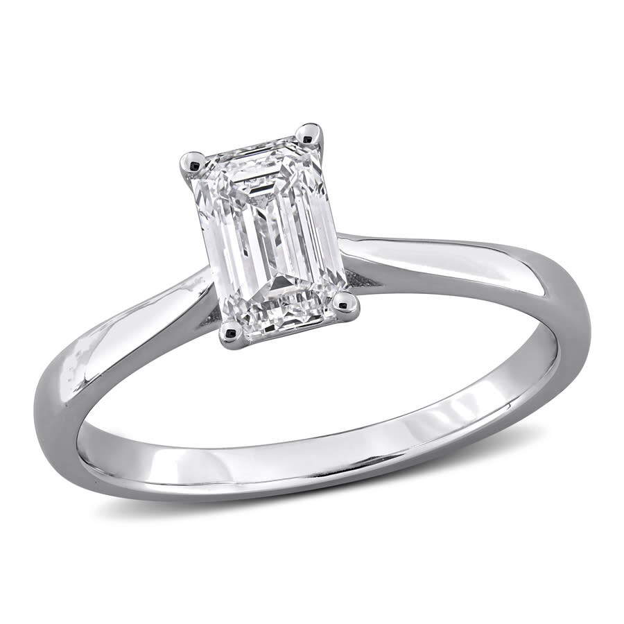 Created Forever 1ct Tgw Emerald And Round-cut Lab Grown Diamond Engagement Ring In Sterling Silver In White