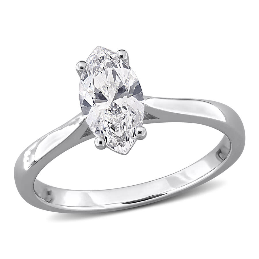 Created Forever 1ct Tgw Marquise And Round-cut Lab Grown Diamond Engagement Ring In Sterling Silver In Metallic