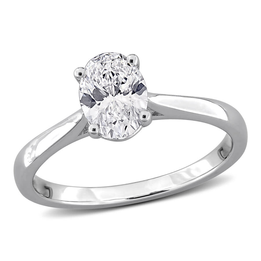 Created Forever 1ct Tgw Oval And Round-cut Lab Grown Diamond Engagement Ring In Sterling Silver In White