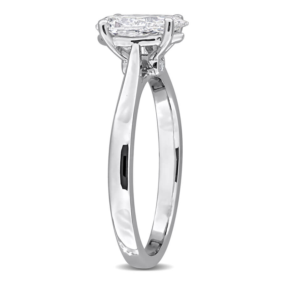 Created Forever 1ct Tgw Pear-shaped And Round-cut Lab Grown Diamond Engagement Ring In Sterling Silv In Metallic