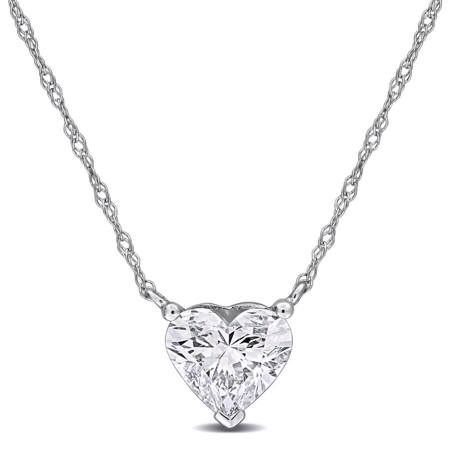 Created Forever 1ct Tw Heart-shaped Lab-grown Diamond Necklace In 14k White Gold - 17 In In White