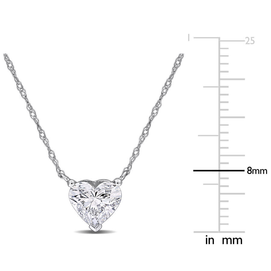 Created Forever 1ct Tw Heart-shaped Lab-grown Diamond Necklace In 14k White Gold - 17 In In White