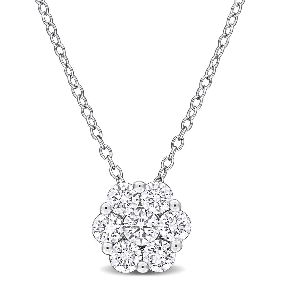 1CT TW Lab Grown Diamond Pendant With Chain in Sterling Silver