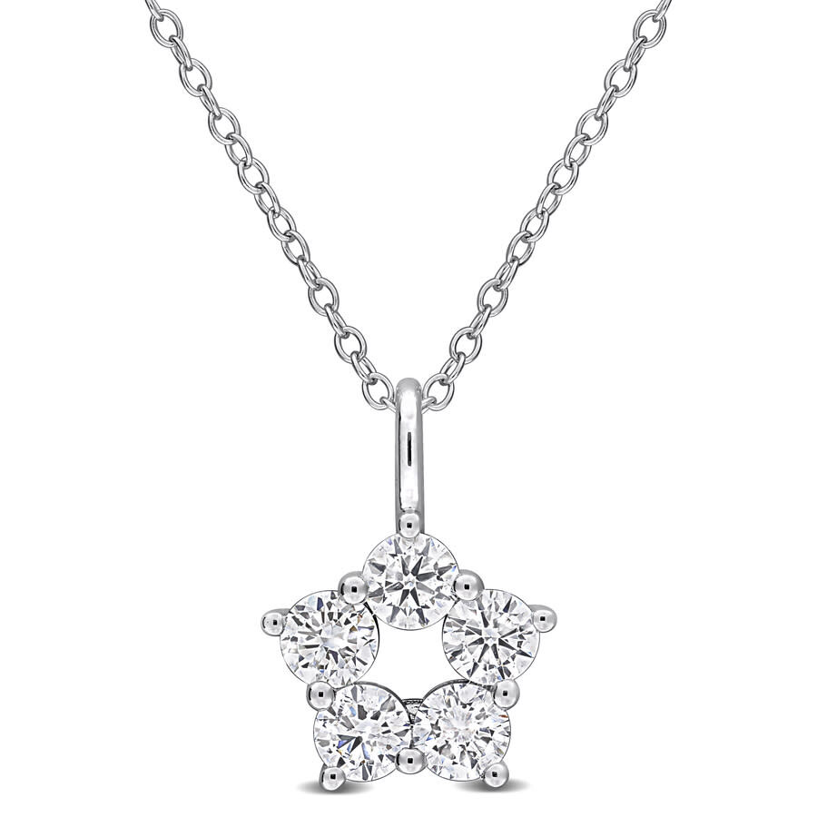 1CT TW Lab Grown Diamond Star Pendant With Chain in Sterling Silver
