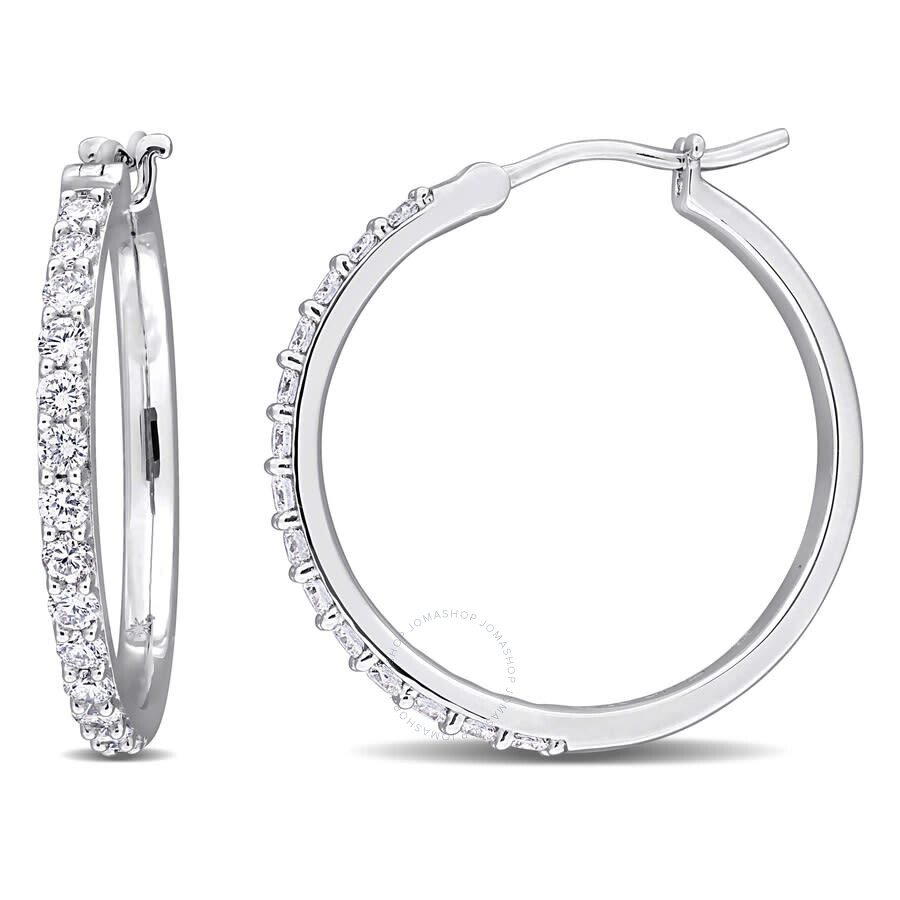 Created Forever 1ct Tw Lab-grown Diamond Hoop Earrings In Sterling Silver In White