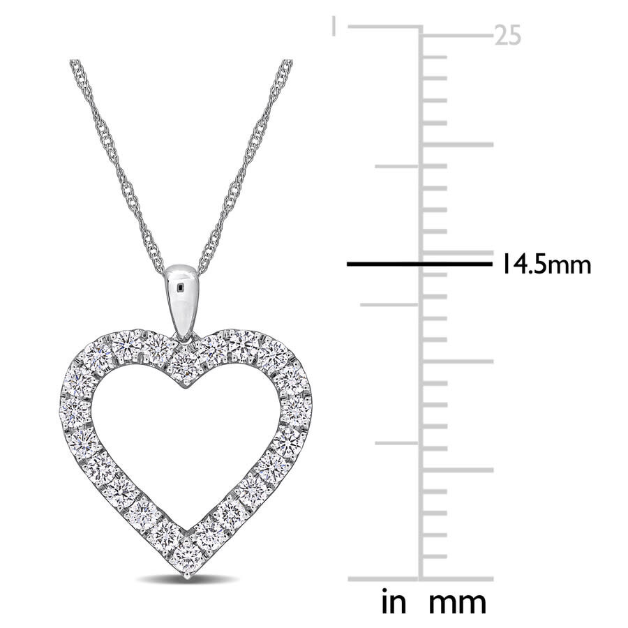 Created Forever 1ct Tw Lab-grown Diamond Open Heart Necklace 14k White Gold-17 In In White
