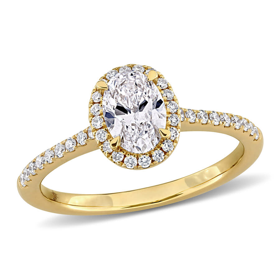Created Forever 1ct Tw Oval And Round-cut Lab-grown Diamond Halo Engagement Ring In 14k Yellow Gold In Yellow