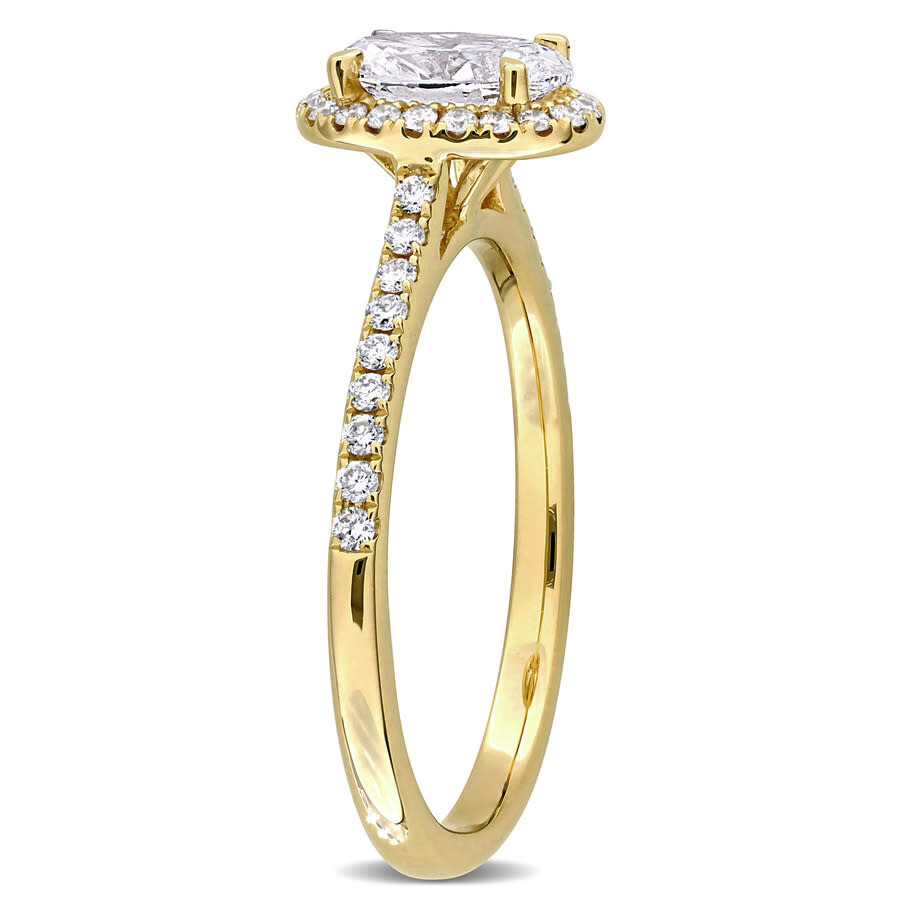 Created Forever 1ct Tw Oval And Round-cut Lab-grown Diamond Halo Engagement Ring In 14k Yellow Gold In Yellow