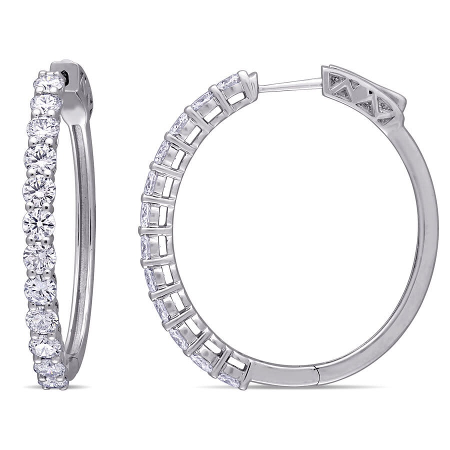Created Forever 2 1/2 CT TW Lab Created Diamond Hoop Earrings in 14k