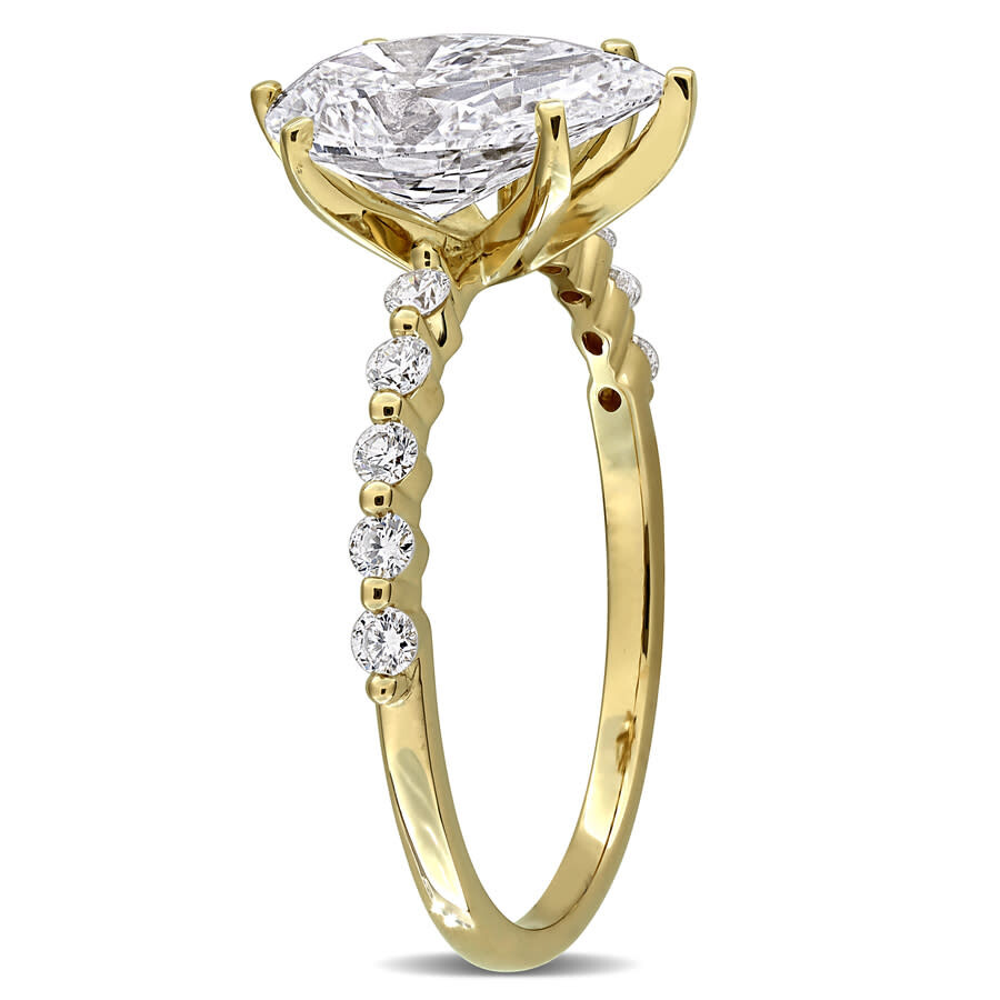 Created Forever 2 1/4ct Tw Pear And Round-cut Lab Grown Diamond Engagement Ring In 14k Yellow Gold In Gold