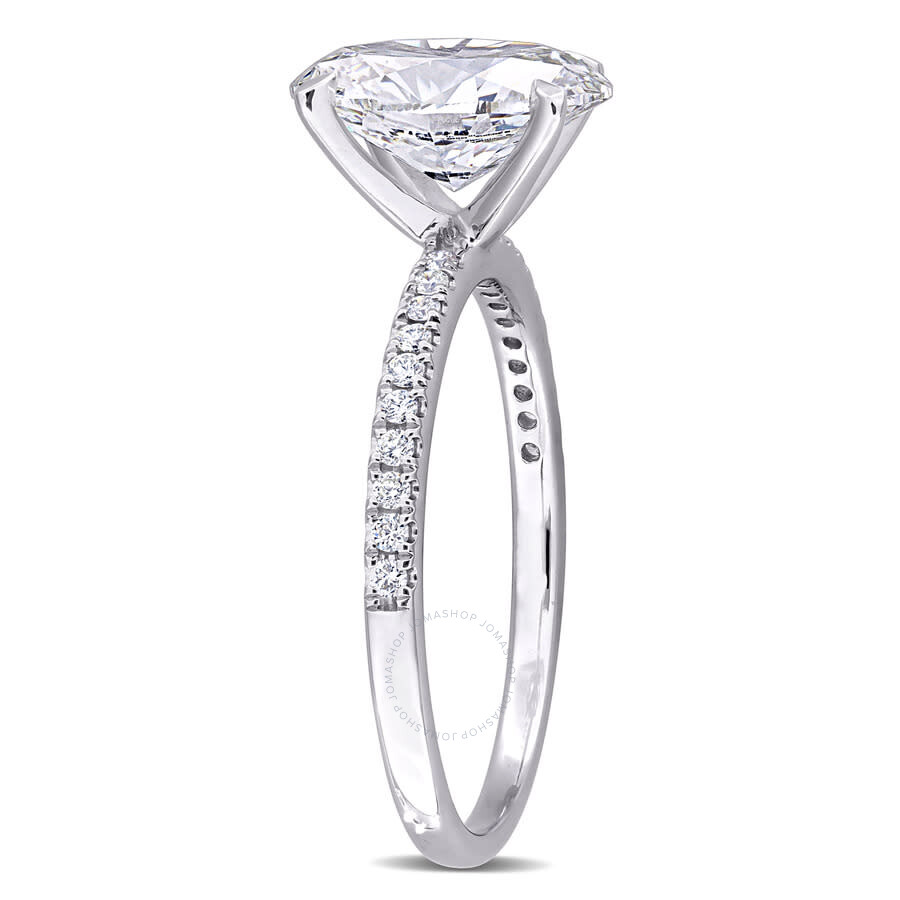 Created Forever 2 1/6ct Tw Oval And Round-cut Lab-grown Diamond Solitaire Engagement Ring In 14k Whi In White