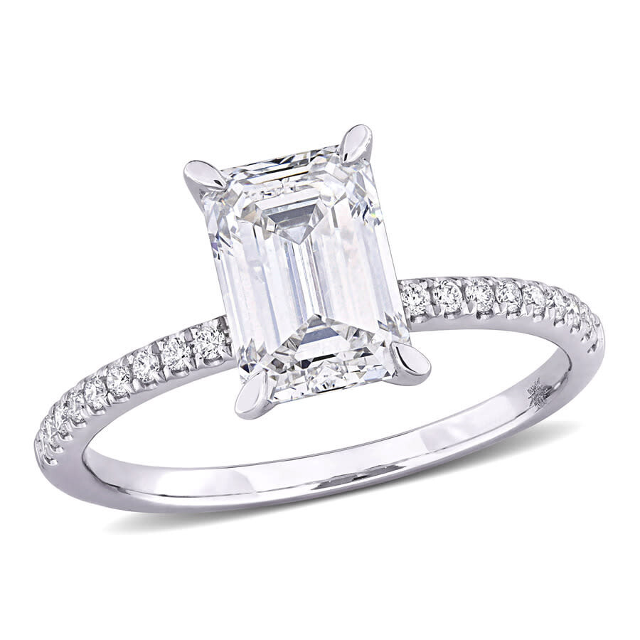 Created Forever 2 1/6ct Tw Emerald Lab-grown Diamond Solitaire Engagement Ring In 14k White Gold In White