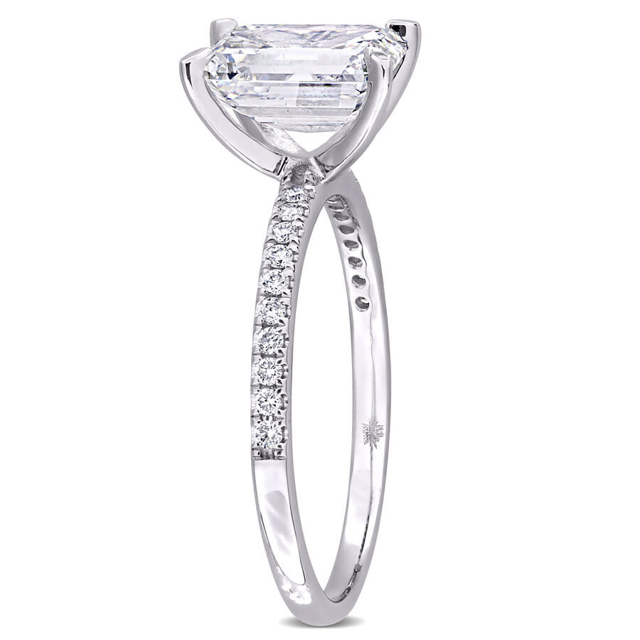 Created Forever 2 1/6ct Tw Emerald Lab-grown Diamond Solitaire Engagement Ring In 14k White Gold In White