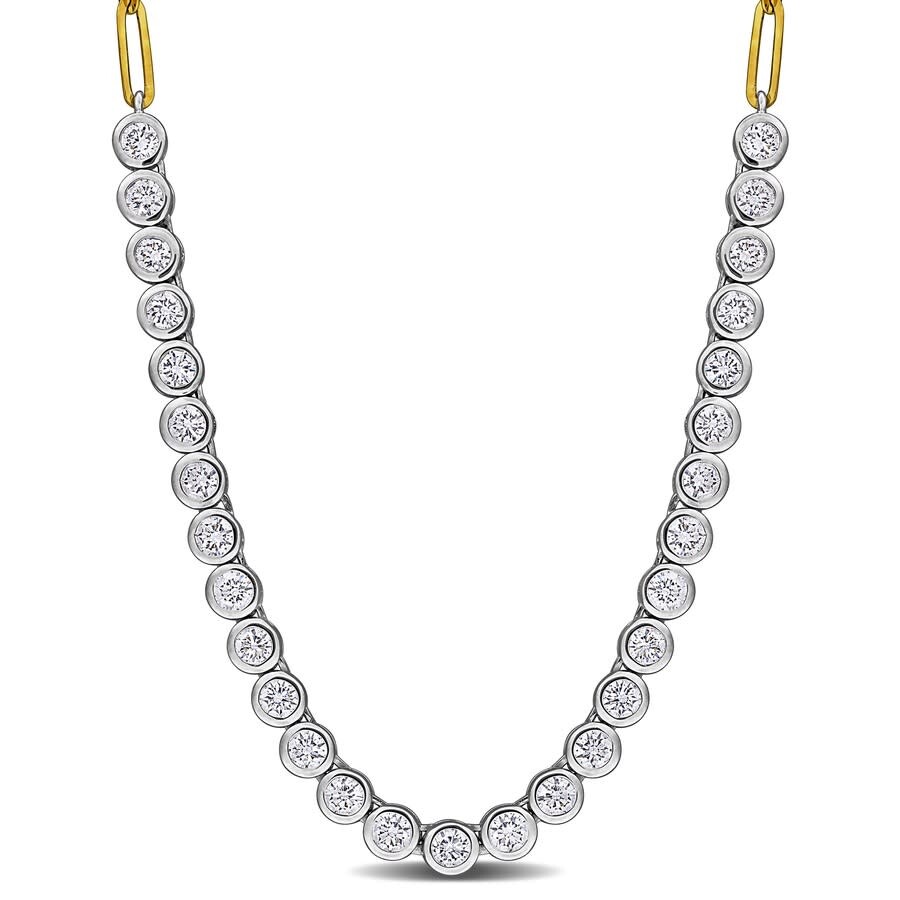 Created Forever 2 5/8ct Tw Lab-grown Diamond Tennis Oval Link Chain Necklace In 14k Two-tone Gold - In Two Tone