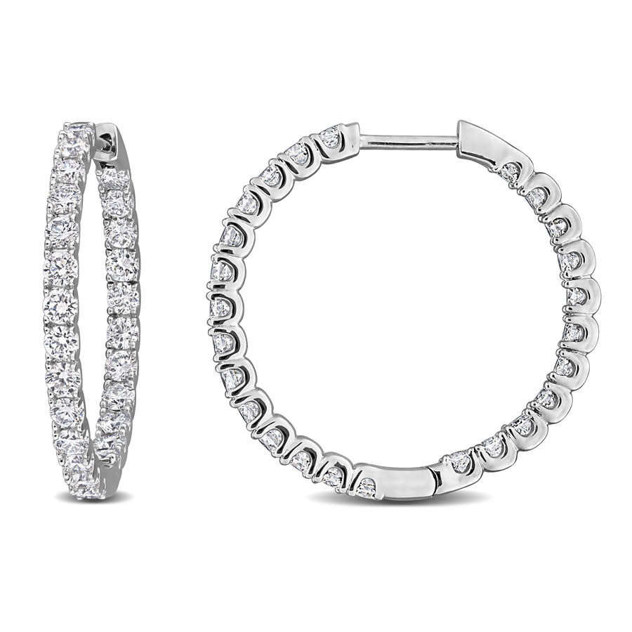 2 CT Lab Grown Diamond TW Hoop Earrings Silver