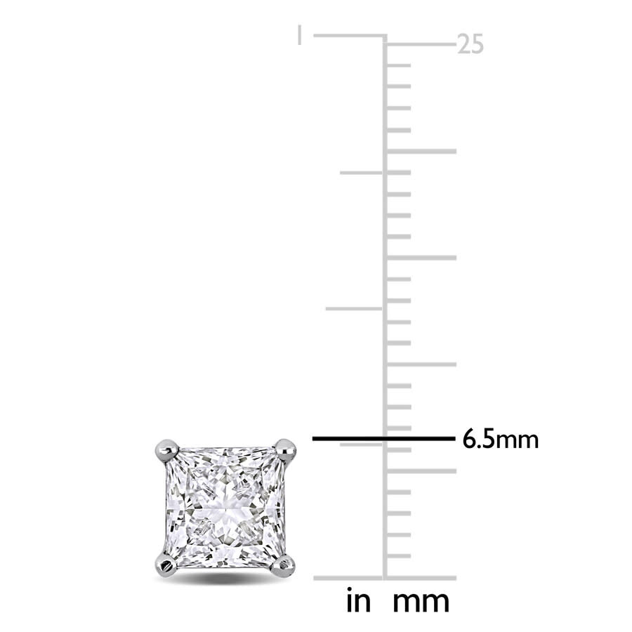 Created Forever 2 Ct Princess Lab Grown Diamond Tw Stud Earrings 14k White Gold In Metallic