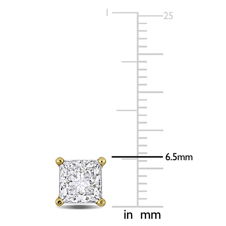 Created Forever 2 Ct Princess Lab Grown Diamond Tw Stud Earrings 14k Yellow Gold In Gold