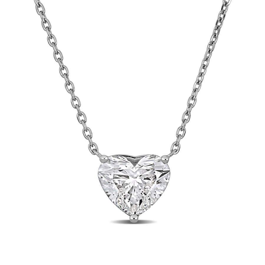 Created Forever 2ct Tw Heart Shape Lab Grown Diamond Necklace In 14k White Gold In Metallic