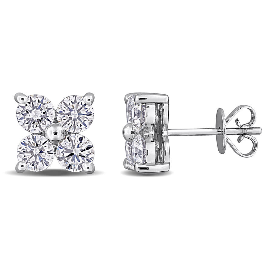 Created Forever 2ct Tw Lab-grown Diamond Floral Stud Earrings In 14k White Gold In White