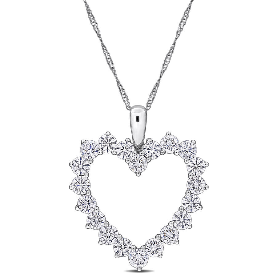 Created Forever 2ct Tdw Lab-grown Diamond Open Heart Necklace 14k White Gold-17in In White
