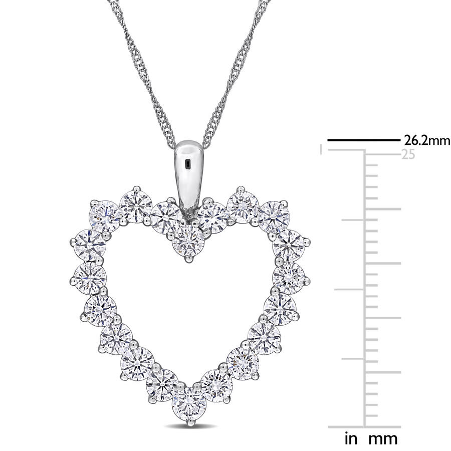 Created Forever 2ct Tdw Lab-grown Diamond Open Heart Necklace 14k White Gold-17in In White
