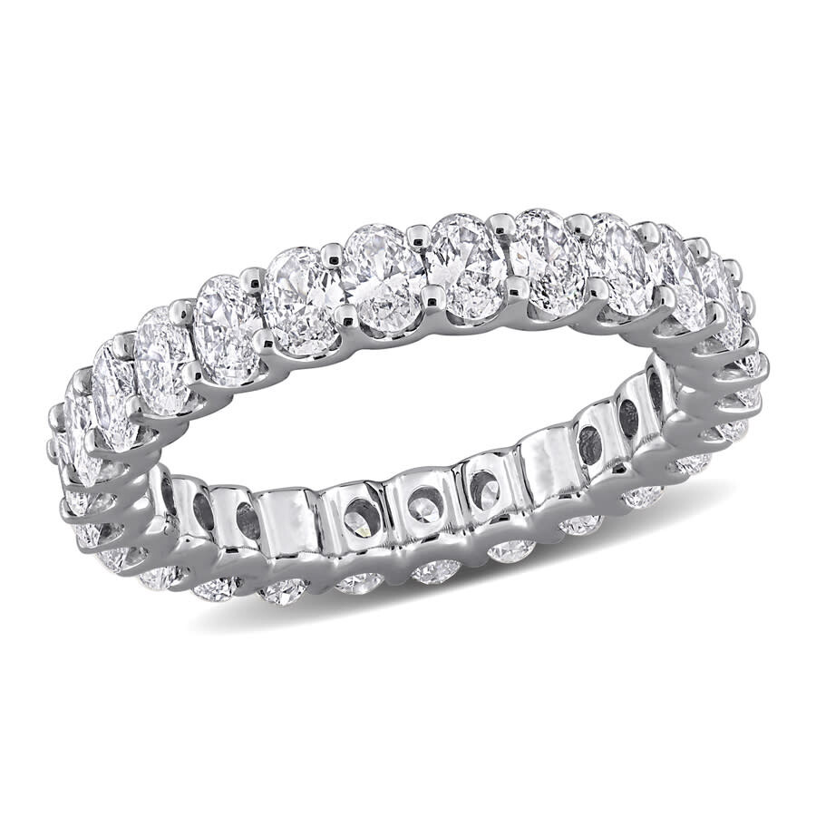 Created Forever 2ct Tw Oval-cut Lab Grown Diamond Eternity Ring In 14k White Gold -size: 5 In Metallic