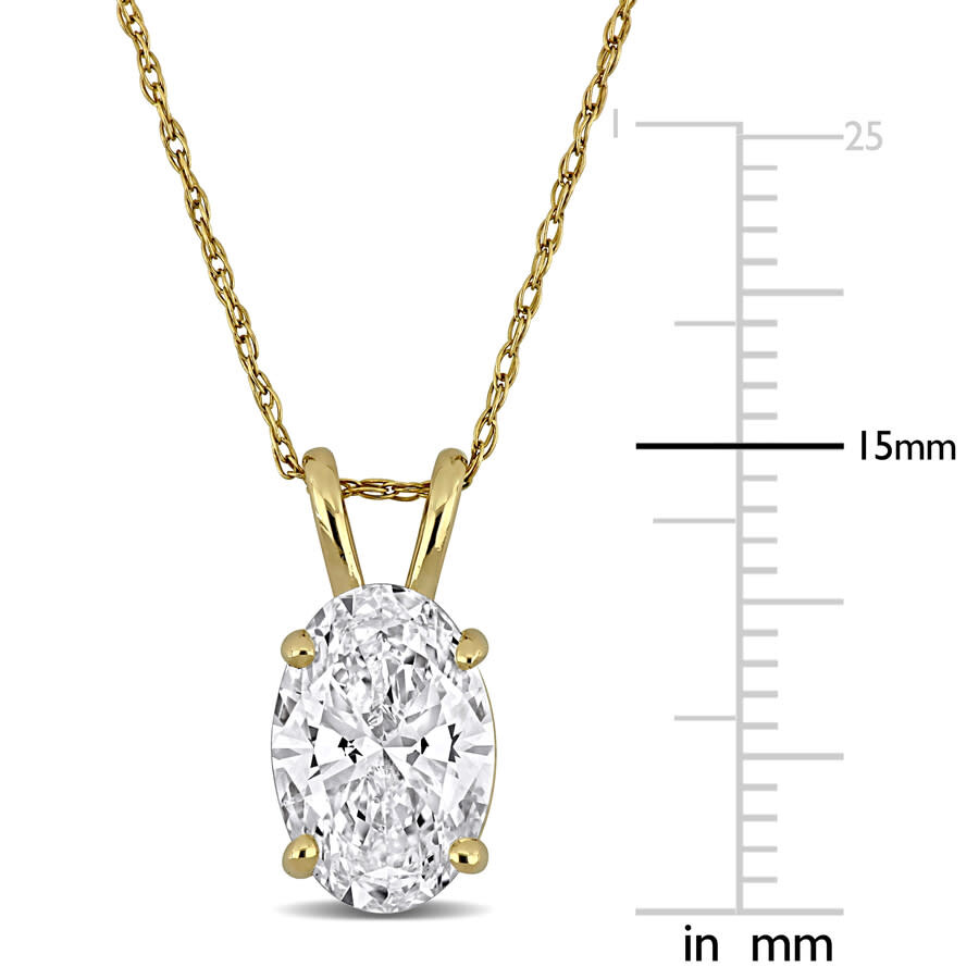 Created Forever 2ct Tw Oval-cut Lab Grown Diamond Solitaire Pendant With Chain In 14k Yellow Gold -  In Gold