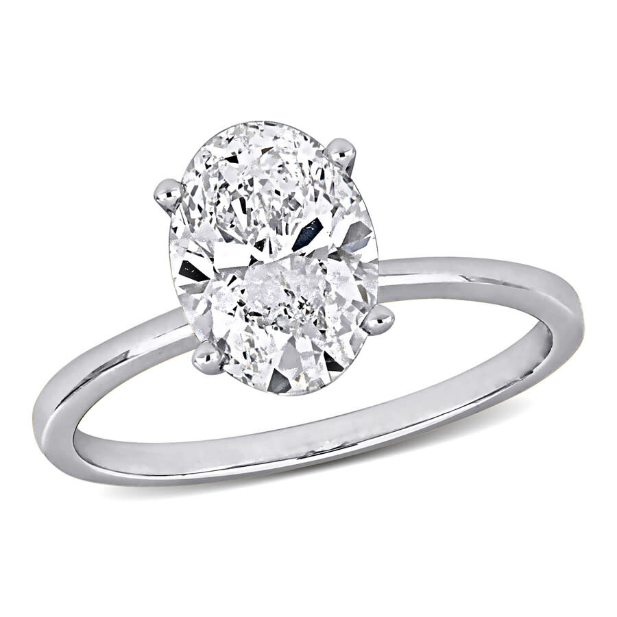Created Forever 2ct Tw Oval-cut Lab Grown Diamond Solitaire Ring In 14k White Gold In Metallic