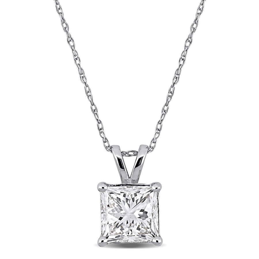 Created Forever 2ct Tw Princess-cut Lab Grown Diamond Solitaire Pendant With Chain In 14k White Gold In White